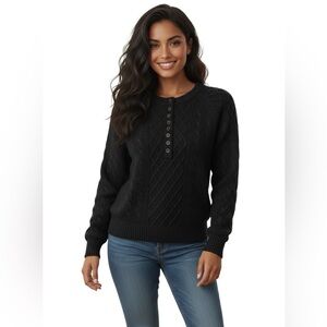 Kut From The Kloth Lacey Cable Knit Henley  Sweater Cozy Casual Size Small